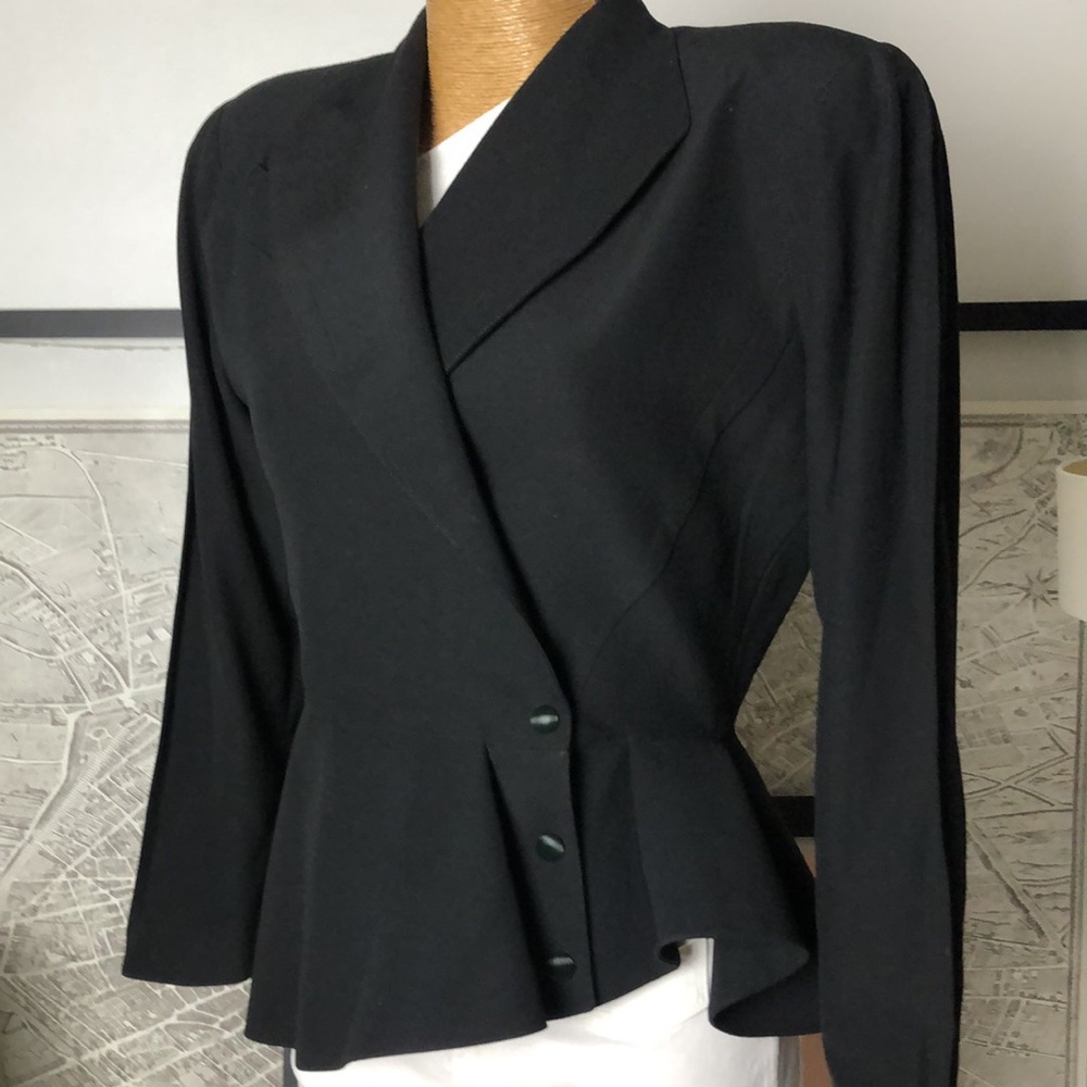 MUGLER Black Women's Tailored Peplum Jacket Size 40 - Picture 6 of 16